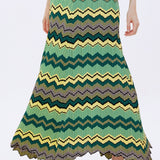 Stripe Knit Maxi Skirt Green