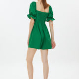 Green Puff Sleeve Square Neck Strapless Playsuit Romper