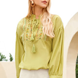 Olive Green Embroidered Top