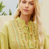 Olive Green Embroidered Top