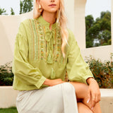 Olive Green Embroidered Top