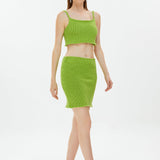 Solid Knit Mini Skirt Light Green