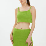 Solid Knit Mini Skirt Light Green